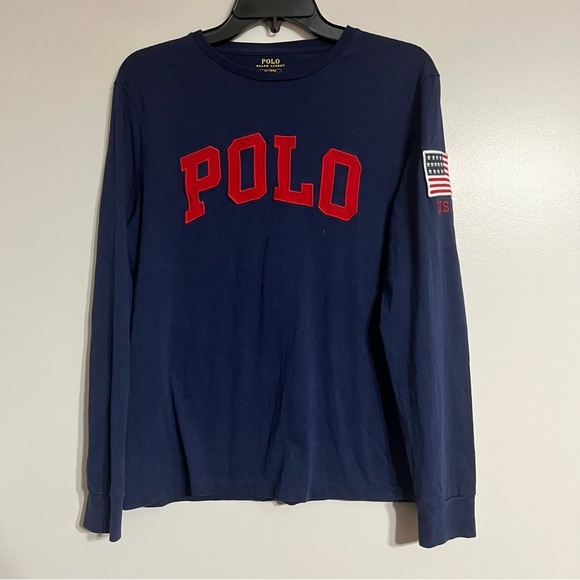Polo Ralph Lauren Other - Classic Polo Ralph Lauren American Flag Patch Long Sleeve T-Shirt Size Medium